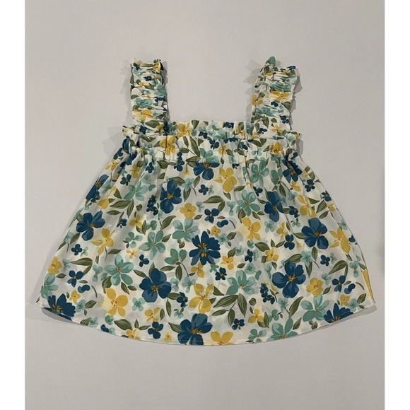 blu pepper Junior Floral Tank Top Camisole Green Yellow Blue  Women's Small - Picture 1 of 11